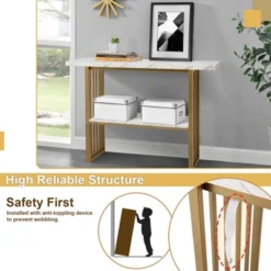Costway 48'' 2-tier Console Table Modern Entryway Table For Living Room Hallway -Costway GUEST 27788e32 b8f3 48a0 b208 f76546a9fc9a