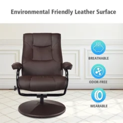 Costway Recliner Chair Swivel PU Leather Lounge Accent Armchair W/ Ottoman Brown -Costway GUEST 27d6605f d3f7 4649 bccf da83e57c7a5e
