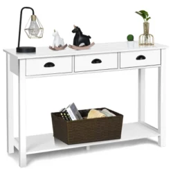 Costway 47'' Console Table Hall Table Side Desk Accent Table Drawers Shelf Entryway White 14 Costway 47'' Console Table Hall Table Side Desk Accent Table Drawers Shelf Entryway White -Costway GUEST 28594a35 18ad 4195 b3db f7cf15d24db6