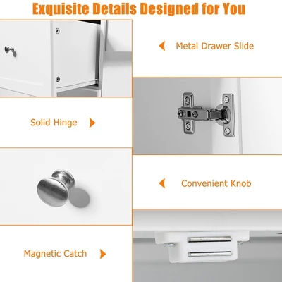 Costway Kitchen Island 2-Door Storage Cabinet Stainless Steel Top W/ Drawers 7 Costway Kitchen Island 2-Door Storage Cabinet Stainless Steel Top W/ Drawers - Image 7