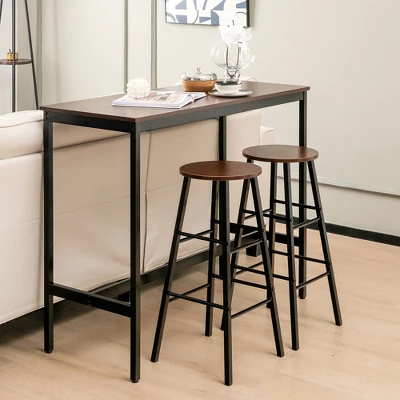 Costway 3 Piece Bar Table Set Pub Table And 2 Stools Counter Kitchen Dining Set 3 Costway 3 Piece Bar Table Set Pub Table And 2 Stools Counter Kitchen Dining Set - Image 3