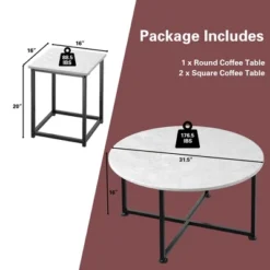 Costway Coffee Table Set Of 3 Modern Faux Metal Frame For Living Room Apartment -Costway GUEST 2890d8d5 6966 48ee b2a1 7dbd49ab8ffd