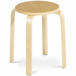 Set Of 4 18" Stacking Stool Round Dining Chair Backless Wood Home Decor -Costway GUEST 28bfe376 b8e2 42ff bcdd 4f3314a93877