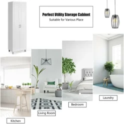 Costway 73.5''Double Door Tall Pantry Cabinet Freestanding Versatile Storage Organizer White -Costway GUEST 28d3229e 8af4 4aef a6e9 c5c4439da507