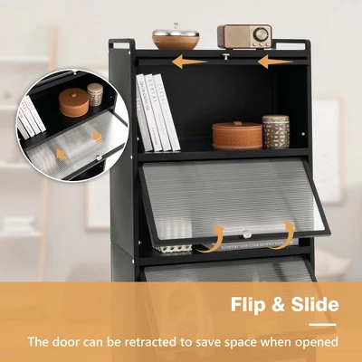 Costway 5-Tier Kitchen Baker's Rack Storage Cabinet Mobile Microwave Stand Flip-up Doors White/Black/Grey/Green 5 Costway 5-Tier Kitchen Baker's Rack Storage Cabinet Mobile Microwave Stand Flip-up Doors White/Black/Grey/Green - Image 5