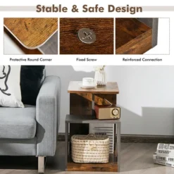 Costway 2PCS 3 Tier Sofa Side End Table Storage Shelf Compact For Living Room Bedroom -Costway GUEST 29102cb2 448c 4d50 ba93 60da1d5425f5