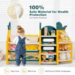 Costway 3-in-1 Kids Toy Storage Organizer Bookshelf Corner Rack W/ Plastic Bins -Costway GUEST 292fa22a 876c 4249 9b68 bfcef52cc02d