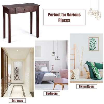 Costway Console Table With Drawer Entryway Hallway Accent Wooden Table Espresso 5 Costway Console Table With Drawer Entryway Hallway Accent Wooden Table Espresso - Image 5