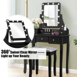 Costway Vanity Dressing Table Set W/ 10 Dimmable Bulbs Touch Switch Cushion Stool WhiteBlackBrown -Costway GUEST 29e87136 19bd 4f67 94ca 5a52df2c63f2