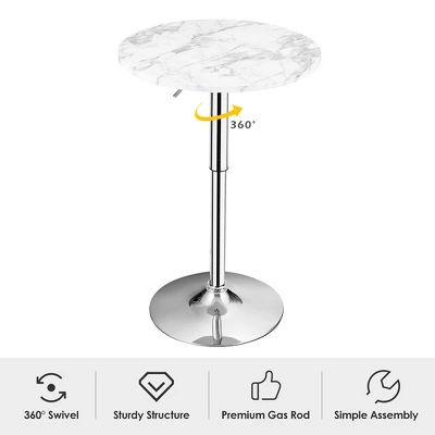 Costway Round Bistro Bar Table Height Adjustable 360-degree Swivel 4 Costway Round Bistro Bar Table Height Adjustable 360-degree Swivel - Image 4
