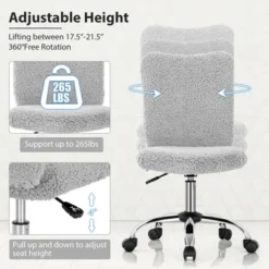 Costway Armless Faux Fur Leisure Office Chair Adjustable Swivel Task Chair -Costway GUEST 2ac76974 12bf 4486 a8dc f9e3ab3aea20
