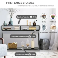 Costway Steel Frame Console Table With Open Shelf And Storage Compartments Black 11 Costway Steel Frame Console Table With Open Shelf And Storage Compartments Black -Costway GUEST 2ae89abf 6151 4de1 83b3 3de0297dc7af