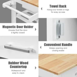 Costway 4-Tier Wood Kitchen Island Trolley Cart Storage Cabinet W/ Wine Rack White 14 Costway 4-Tier Wood Kitchen Island Trolley Cart Storage Cabinet W/ Wine Rack White -Costway GUEST 2afb4d63 d7b8 4bfe 8bf0 b5d8c3d88060