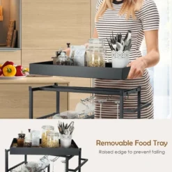 Costway 4-Tier Kitchen Carts Rolling Serving Trolley Wine Rack Removable Tray Basket -Costway GUEST 2b51b114 ad85 4ebd 9e4f d4b2dc50c32a