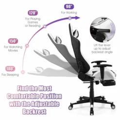 Costway Massage Gaming Chair Reclining Racing Office Computer Chair With Footrest White -Costway GUEST 2b815e61 83b3 4914 8afa d16f597a1338