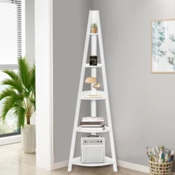Costway 5 Tier Corner Ladder Shelf Floor Stand Shelves Bookshelf Display Bookcase -Costway GUEST 2bb00381 d9b1 4e71 8d23 863bd926046d