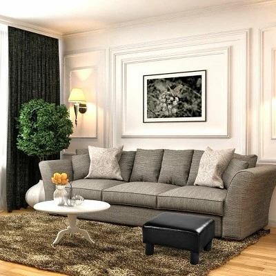 Costway Small Ottoman Footrest PU Leather Footstool Rectangular Seat Stool Black 3 Costway Small Ottoman Footrest PU Leather Footstool Rectangular Seat Stool Black - Image 3