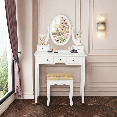 Costway Vanity Table Dressing Table 5 Make Up Table Stool 10 Costway Vanity Table Dressing Table 5 Make Up Table Stool - Image 10