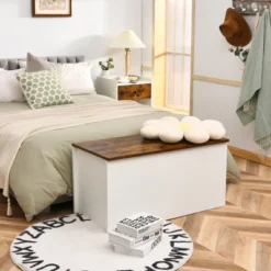 Costway Flip-top Storage Chest Lift Top Storage Bench Wooden Deck Box Toy Box 12 Costway Flip-top Storage Chest Lift Top Storage Bench Wooden Deck Box Toy Box -Costway GUEST 2c10b6f8 5839 4e2a b13c d9734a9c321d