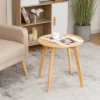 Costway Natural Round End Table Modern Stylish Side Table W/ 20'' Round Tabletop