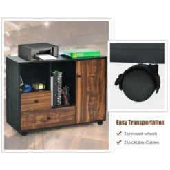 Costway Lateral Mobile Filing Cabinet Large Printer Stand W/2 Drawers Open Shelves Black -Costway GUEST 2c9b9d36 a3a7 41d2 866b 8f924a3e3c8d