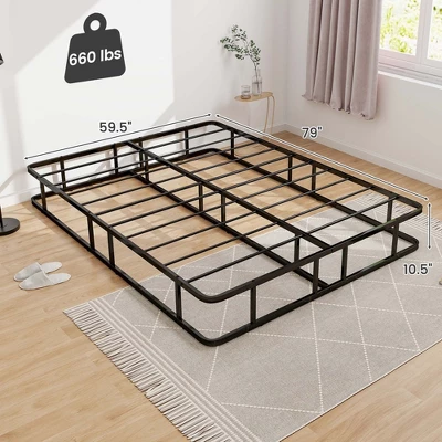 Costway Queen Size Metal Platform Bed Frame Mattress Foundation With Slat Support Black 2 Costway Queen Size Metal Platform Bed Frame Mattress Foundation With Slat Support Black - Image 2