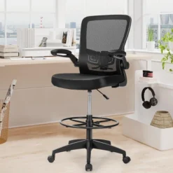 Costway Adjustable Swivel Drafting Chair With Flip-Up Armrests Adjustable Lumbar Support Black&White/Black -Costway GUEST 2cf2f53f f5e5 4559 ba22 72ac0fc68fb4