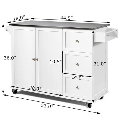 Costway Kitchen Island 2-Door Storage Cabinet Stainless Steel Top W/ Drawers 8 Costway Kitchen Island 2-Door Storage Cabinet Stainless Steel Top W/ Drawers - Image 8