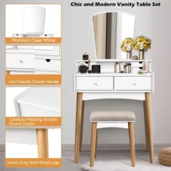 Costway Vanity Table 6 Dressing Table Cushioned Stool Makeup Table 15 Costway Vanity Table 6 Dressing Table Cushioned Stool Makeup Table -Costway GUEST 2dd9b9d5 2b0f 4da3 9931 c97270eb20ea