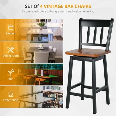 Costway 4PCS Bar Stool 24.5'' Swivel Counter Height Chair W/ Footrest 4 Costway 4PCS Bar Stool 24.5'' Swivel Counter Height Chair W/ Footrest - Image 4