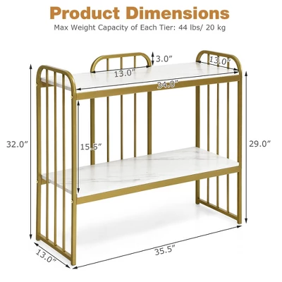 Costway 2-Tier Console Table Modern Buffet Serving Table Storage Shelf For Entryway 7 Costway 2-Tier Console Table Modern Buffet Serving Table Storage Shelf For Entryway - Image 7