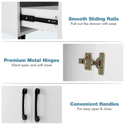 Costway Mid Century Storage Cabinet Accent Buffet Sideboard Entryway Kitchen White Brown 4 Costway Mid Century Storage Cabinet Accent Buffet Sideboard Entryway Kitchen White Brown - Image 4