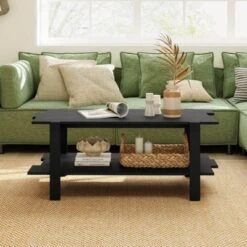 Costway 2-Tier Coffee Table Irregular Center Table With Open Storage Shelf Cocktail Table Walnut/Black/Brown/White -Costway GUEST 2e99d0c9 9683 4866 bf29 5ca18294ce27