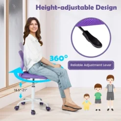 Costway Height-adjustable Ergonomic Kids Chair Breathable Mesh Desk Chair W/ Wheels Mobile Comfortable School Chair For Kids Room Purple -Costway GUEST 2ea6aad3 efca 4e83 9f55 2f3d68cacb46