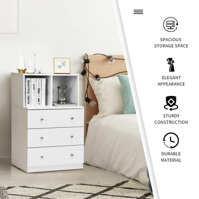 Costway 3 Drawer Dresser W/ Cubbies Storage Chest For Bedroom Living Room White/Black/Grey 5 Costway 3 Drawer Dresser W/ Cubbies Storage Chest For Bedroom Living Room White/Black/Grey - Image 5