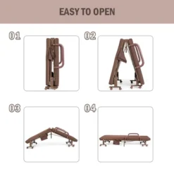 Costway Folding Bed Adjustable Guest Single Bed Twin Mattress Portable Wheels Brown/Grey/White -Costway GUEST 2f14a189 ac16 457e b898 1932c6ff71b2