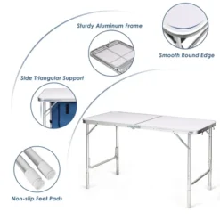 Costway Adjustable Camping Table Aluminum W/ Storage Organizer Grey/Dark Blue -Costway GUEST 2f27fe78 268e 4f4d a77c 9f83833ebd20