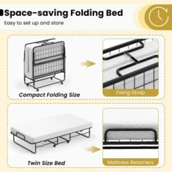 Costway Twin Size Folding Bed 38" X 75" Rollaway Guest Bed Portable Sleeper Bed -Costway GUEST 2f6ad6af 4015 4a65 915d 7980f029d96d