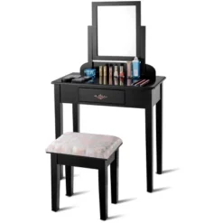 Costway Makeup Desk Vanity Dressing Table Square Stool 1 Large Black 10 Costway Makeup Desk Vanity Dressing Table Square Stool 1 Large Black -Costway GUEST 2f86217b dc3d 42af a415 de92c8b91756