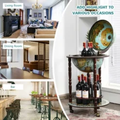 Costway 17'' Globe Wine Kitchen Stand 16th Century Italian Map Liquor Bottle Shelf Cart 12 Costway 17'' Globe Wine Kitchen Stand 16th Century Italian Map Liquor Bottle Shelf Cart -Costway GUEST 2fb976bb b08f 4fa7 89e0 c9b2905b3222