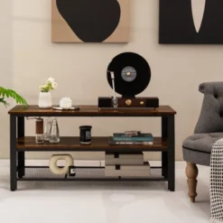 Costway 3-Tier TV Stand For 50-Inch Flat Screen TVs Entertainment Center Open Shelves Steel Frame TV Console Table Living Room Entryway Rustic Brown 10 Costway 3-Tier TV Stand For 50-Inch Flat Screen TVs Entertainment Center Open Shelves Steel Frame TV Console Table Living Room Entryway Rustic Brown -Costway GUEST 2fdc09cf bf4d 40f2 836d 1ad277529b7a