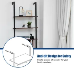 Costway 5-Tier Ladder Shelf Wood Wall Mounted Display Bookshelf Metal Frame Brown & Black/Brown & White/Bronze 18 Costway 5-Tier Ladder Shelf Wood Wall Mounted Display Bookshelf Metal Frame Brown & Black/Brown & White/Bronze -Costway GUEST 2feee53b e0b4 4f76 94fa 5eeab630c265