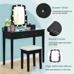 Costway Vanity Table Set With Lighted Mirror Adjustable 10 Bulbs Dresser 4 Drawer -Costway GUEST 30006c6e 40d5 49b9 939b c58e4114d0fa