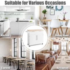 Costway Rolling Kitchen Cart Island Heavy Duty Storage Trolley Cabinet Utility White -Costway GUEST 301bc2e3 915c 42c5 bc12 4b10e639d2c1