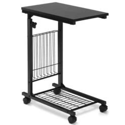 Costway Height Adjustable Sofa Side Table Snack End Slide Under Table Rolling Casters -Costway GUEST 30328744 fd30 4e6e 8051 ad81c67a7b58