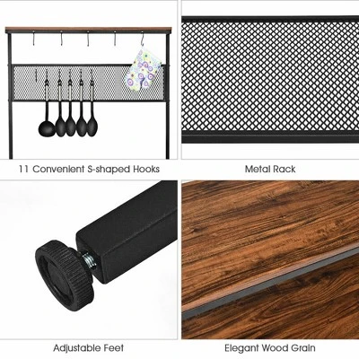 Costway 4-Tier Kitchen Bakers Rack Microwave Oven Stand Industrial W/Hooks & Mesh Panel 9 Costway 4-Tier Kitchen Bakers Rack Microwave Oven Stand Industrial W/Hooks & Mesh Panel - Image 9