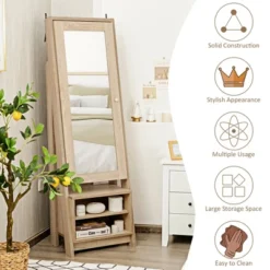 Costway Jewelry Cabinet Large Full Length Armoire 2-in-1 Stand Mirror Organizer 15 Costway Jewelry Cabinet Large Full Length Armoire 2-in-1 Stand Mirror Organizer -Costway GUEST 30623ed5 70db 4cd1 bd65 1bbb04d084d7