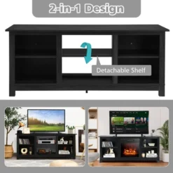 Costway 58'' 2-Tier Fireplace TV Stand W/18'' 1400W Electric Fireplace 65'' -Costway GUEST 3074a49a 43b3 4ace 86ea a92f6e858ae1