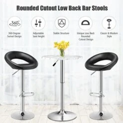 Costway Set Of 2 Bar Stools Adjustable PU Leather Barstools Swivel Pub Chairs Black New Low Back 10 Costway Set Of 2 Bar Stools Adjustable PU Leather Barstools Swivel Pub Chairs Black New Low Back -Costway GUEST 30c38566 b079 4a15 8155 e995bebfe597