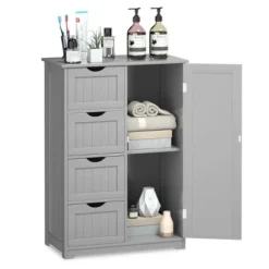 Costway Wooden 4 Drawer Bathroom Cabinet Storage Cupboard 2 Shelves Free Standing 12 Costway Wooden 4 Drawer Bathroom Cabinet Storage Cupboard 2 Shelves Free Standing -Costway GUEST 323024ac 9e8a 46ae b759 3acd5d8c4639